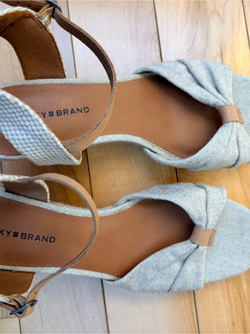 Lucky Brand Macrimay Espadrille Wedge in cream and tan - Picture 4 of 5